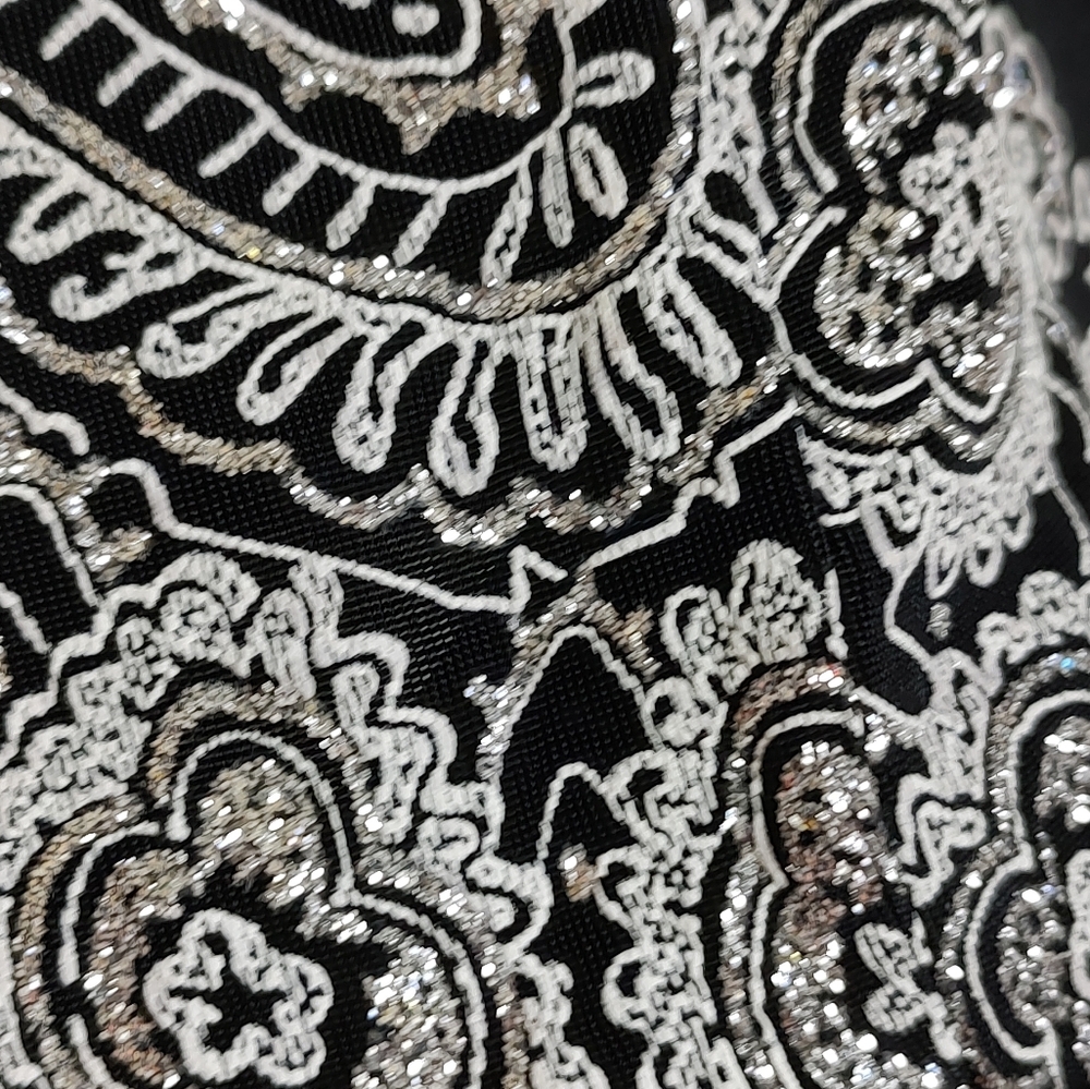 Alex Evenings Black and White Paisley Glitter Tank And Blazer Set - Picture 3 of 13